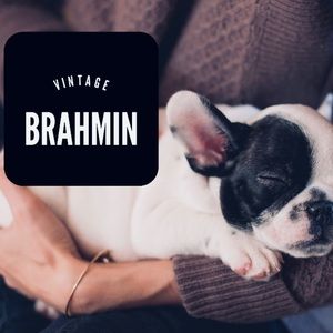 Vintage Grey/Black Fabric Leather-Trimmed Brahmin